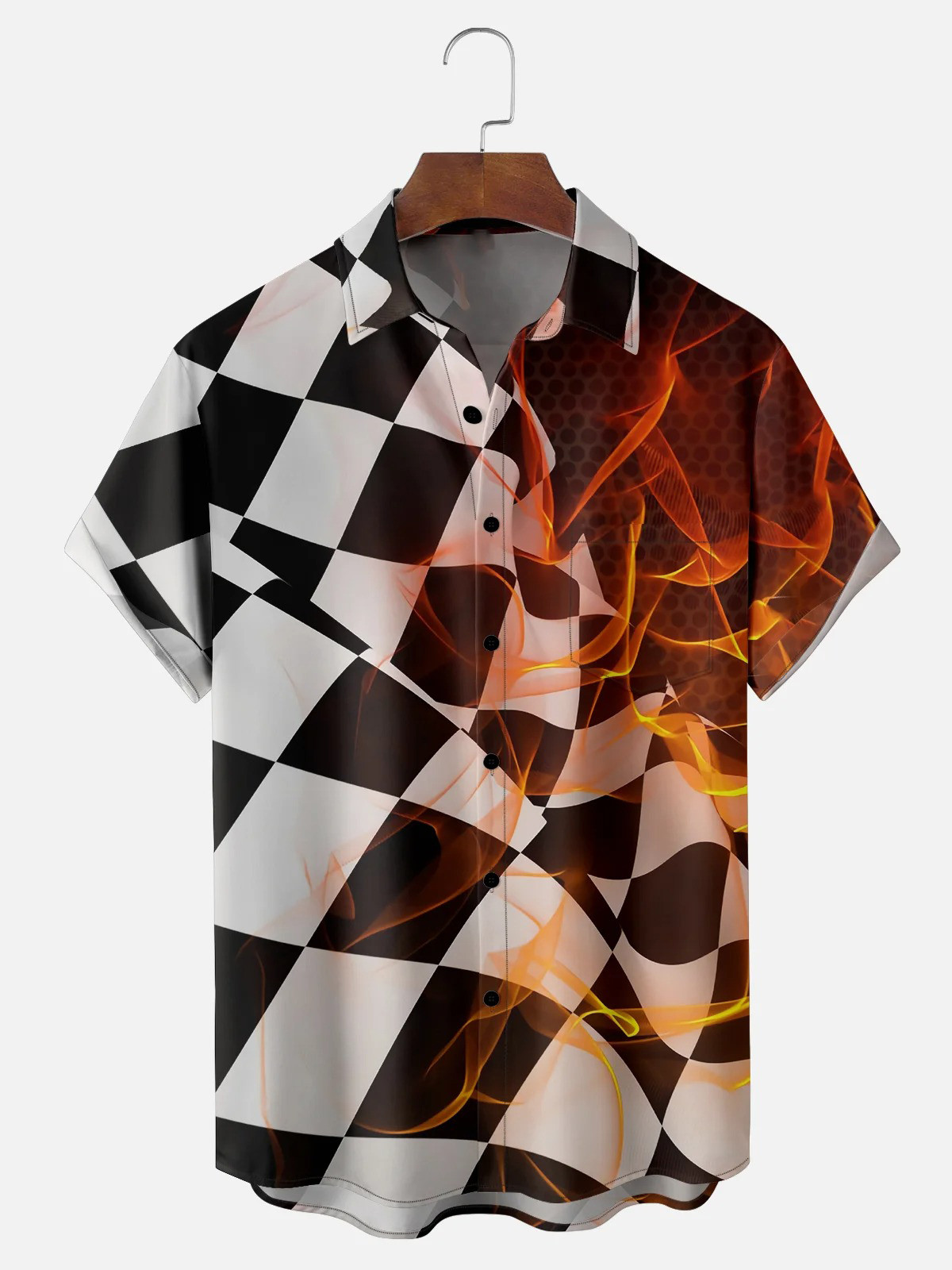 Formula One Grid Flame Chest Pocket Casual Shirt-1