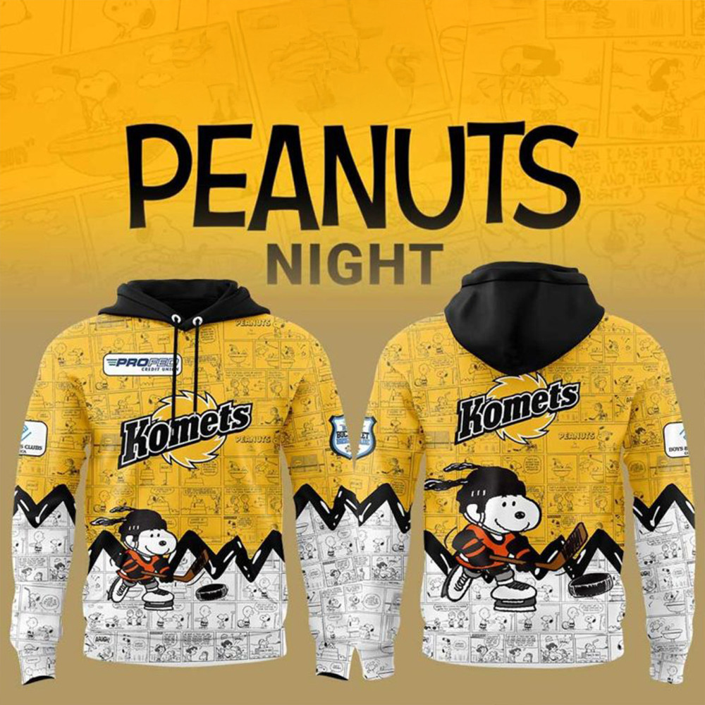 Fort Wayne Komets 75th Anniversary of Peanuts Hoodie Best Gifts For Hockey Fans-1