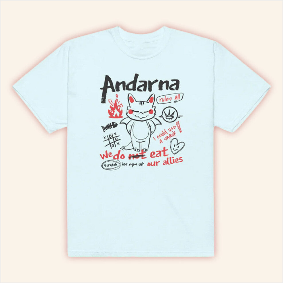 Fourth Wing Merch Andarna T-Shirt Light Blue Birthday Gifts For Friends Gifts For Her Christmas Presents-1