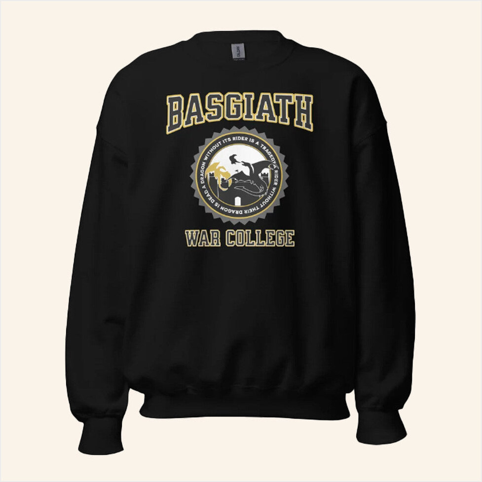 Fourth Wing Merch Basgiath War College Sweatshirt Black Best Birthday Birthday Gift For Him-1