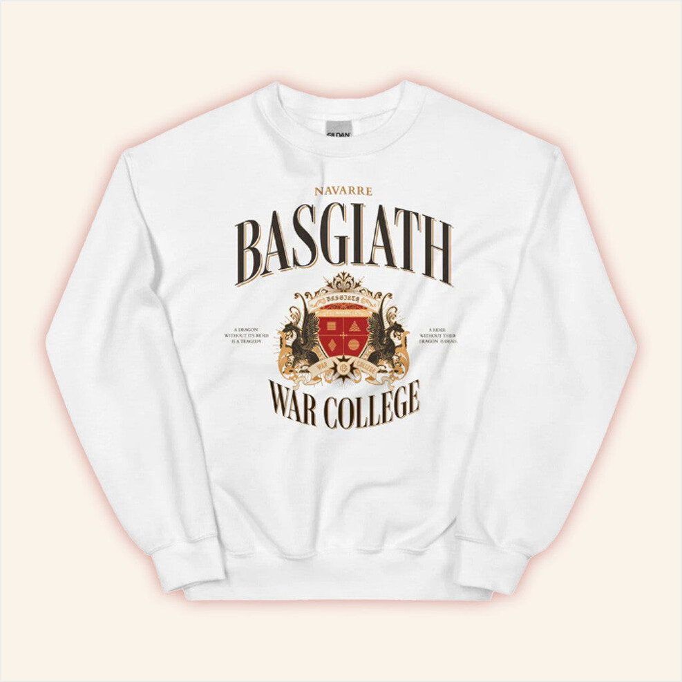 Fourth Wing Merch Basgiath War College Sweatshirt White Birthday Gift For Him Gifts For BFF-1
