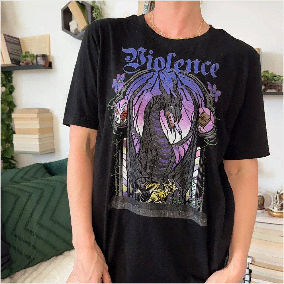 Fourth Wing Merch Violence T-Shirt Present For Daughter Birthday Gifts For Fans Christmas Presents Ideas-1