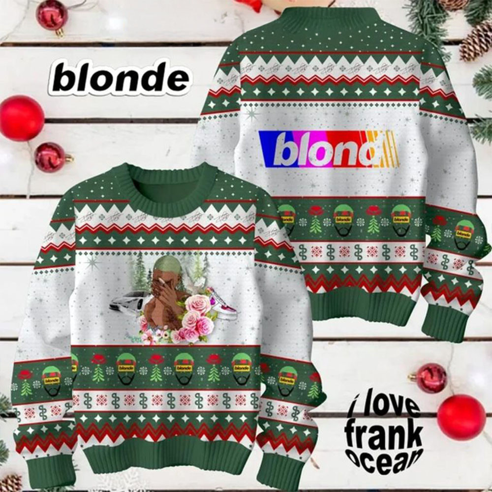 Frank Ocean I Love Blonde 2024 Christmas Ugly Sweater Gifts For Music Fans-1