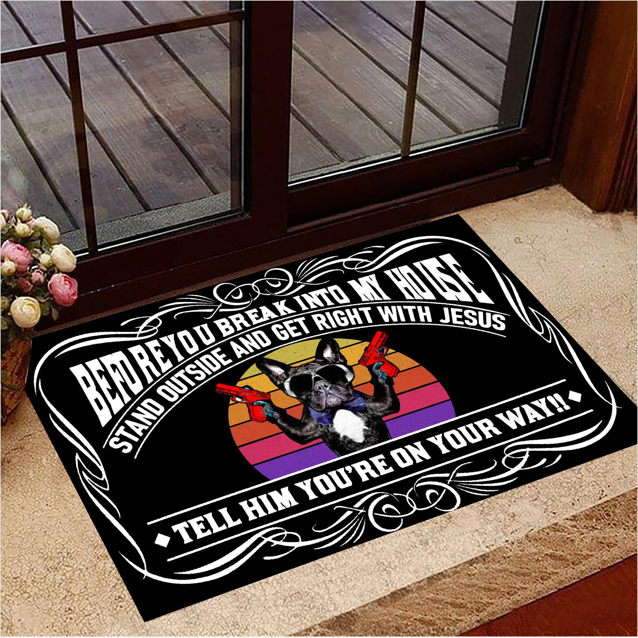 Frenchie Before You Break Into My House Doormat Decor Hilarious Saying Doormat Gift For Parents-1