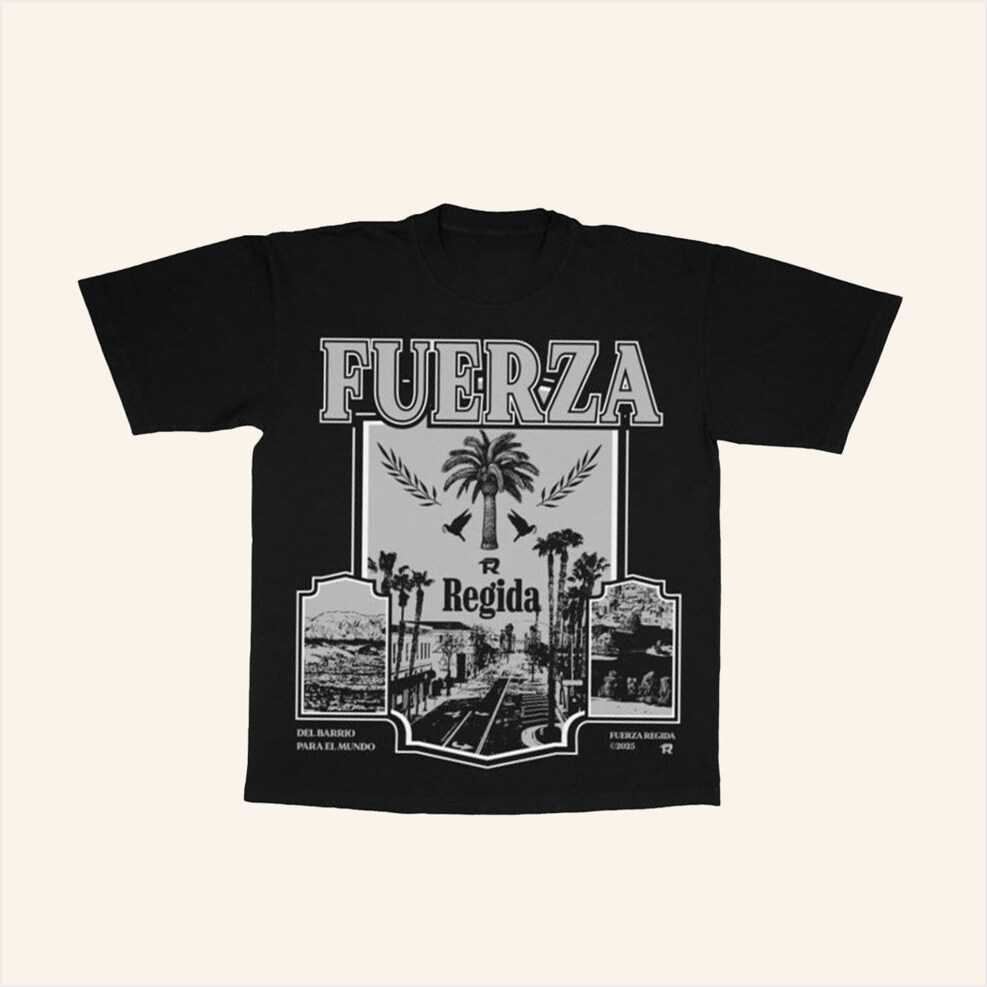 Fuerza Regida Merch Barrio Black Shirt Birthday Present For Dad Birthday Gifts For Fans-1
