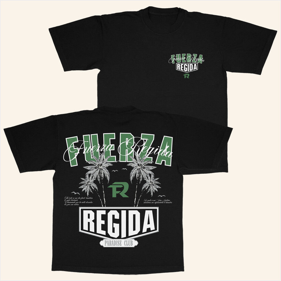 Fuerza Regida Merch Palms Paradise Black T-Shirt Present For Husband Birthday Gifts For Fans-1