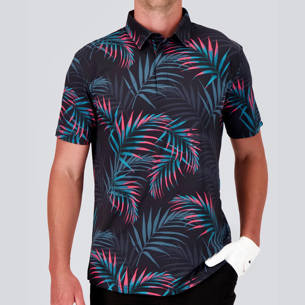 Full Wedge Golf Merch Midnight Palm Polo Shirt Gifts For Men Golfers-1