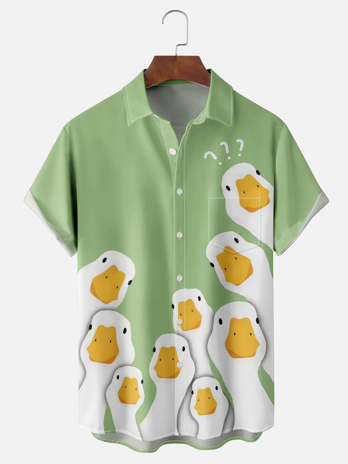 Funny Goose Chest Pocket Hawaiian Shirt-1