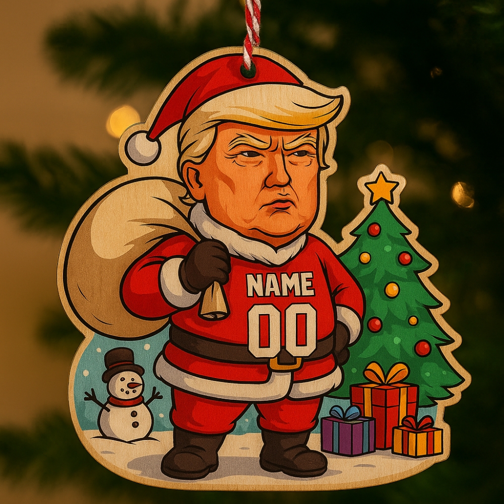 Funny Trump Santa Claus Wooden Christmas Ornament Personalized Christmas Tree Decoration 2025-1