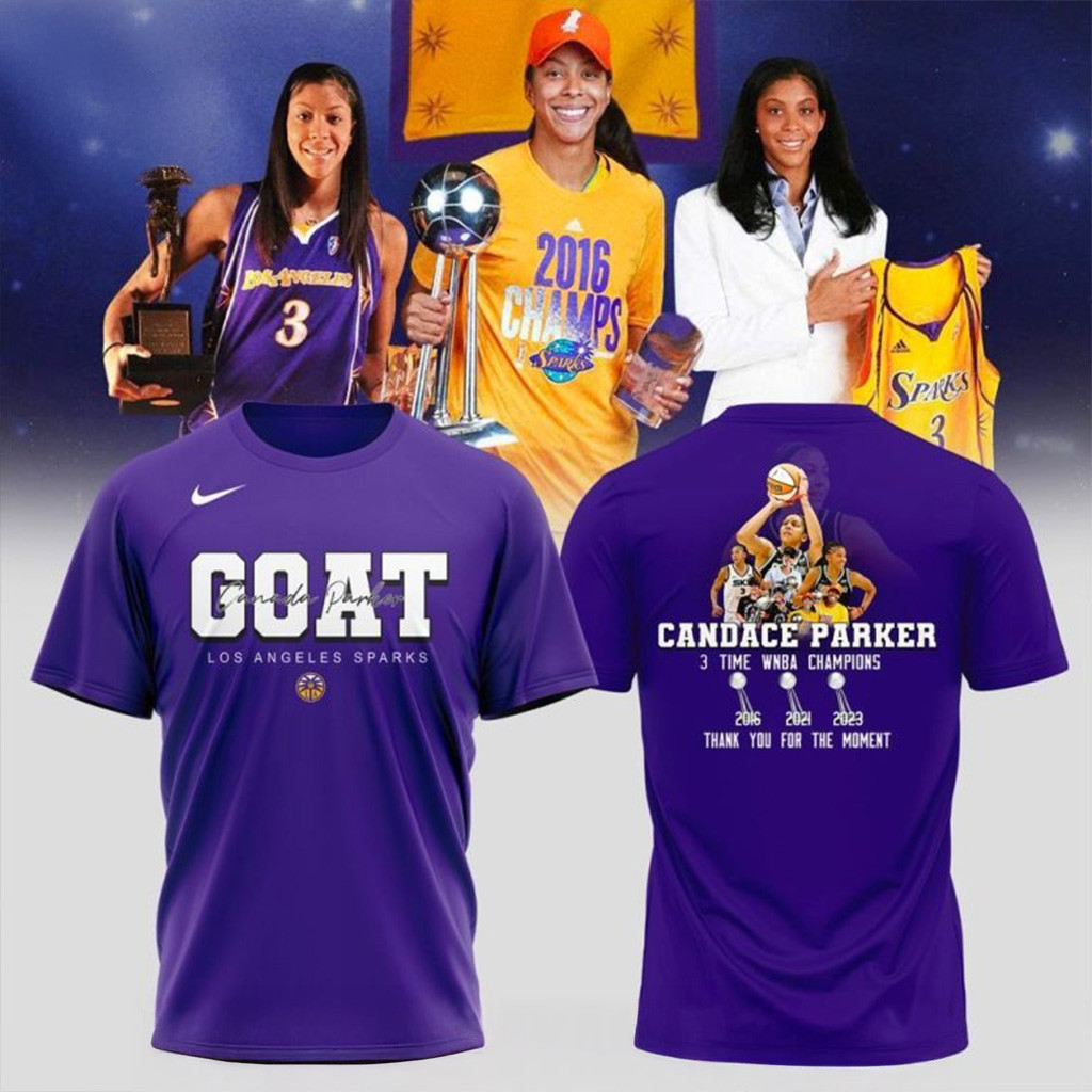 GOAT Candace Parker Shirt Los Angeles Sparks 2025 Purple T-Shirt Gifts For Basketball Fan-1
