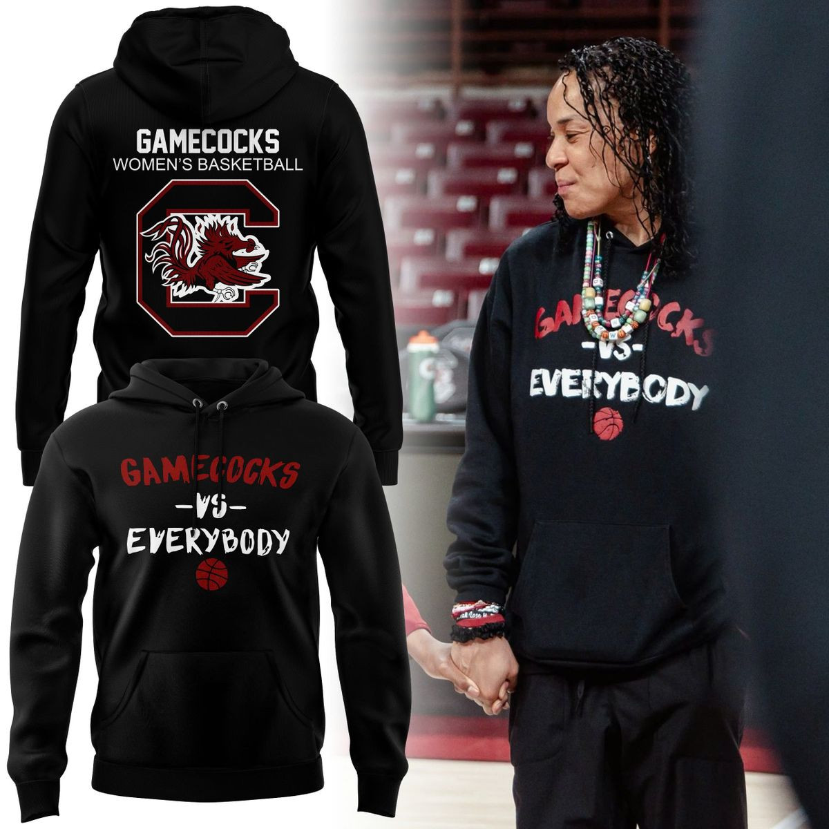 Gamecocks Vs Everybody Women's Basketball Hoodie Best Gifts For Basketball Fans-1