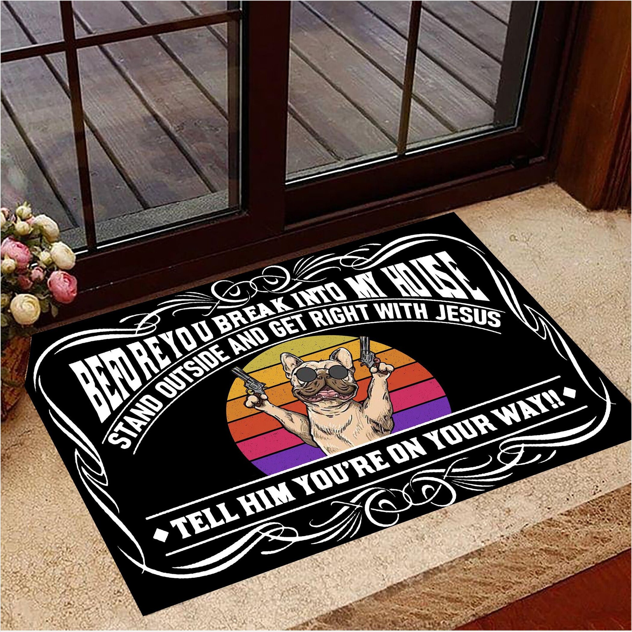 Gangster Pug Before You Break Into My House Doormat Front Door Decor Funny Doormat Gift For Friends-1
