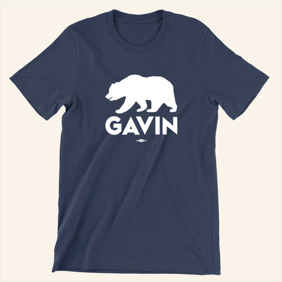 Gavin Newsom Merch Gavin Bear Navy T-Shirt Gifts For Father Birthday Gifts For BFF-1