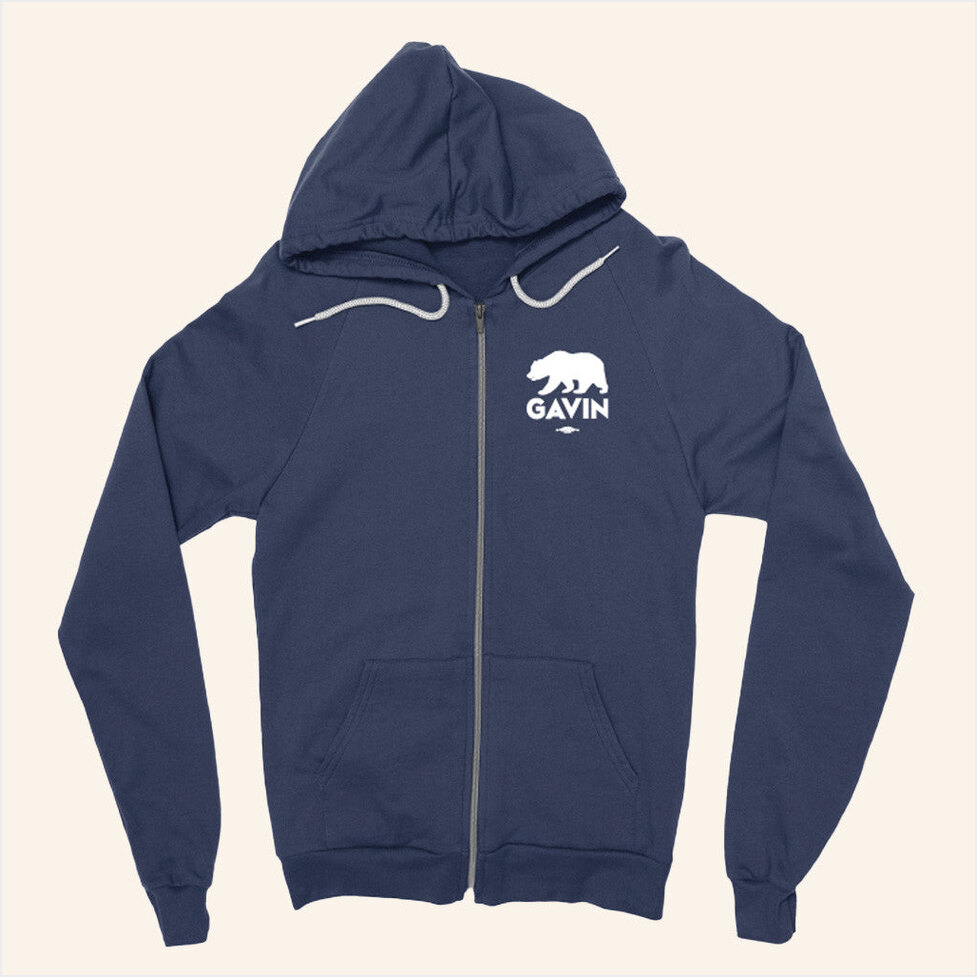 Gavin Newsom Merch Gavin Bear Navy Zip Hoodie Gifts For Husband Birthday Gifts For Fans-1