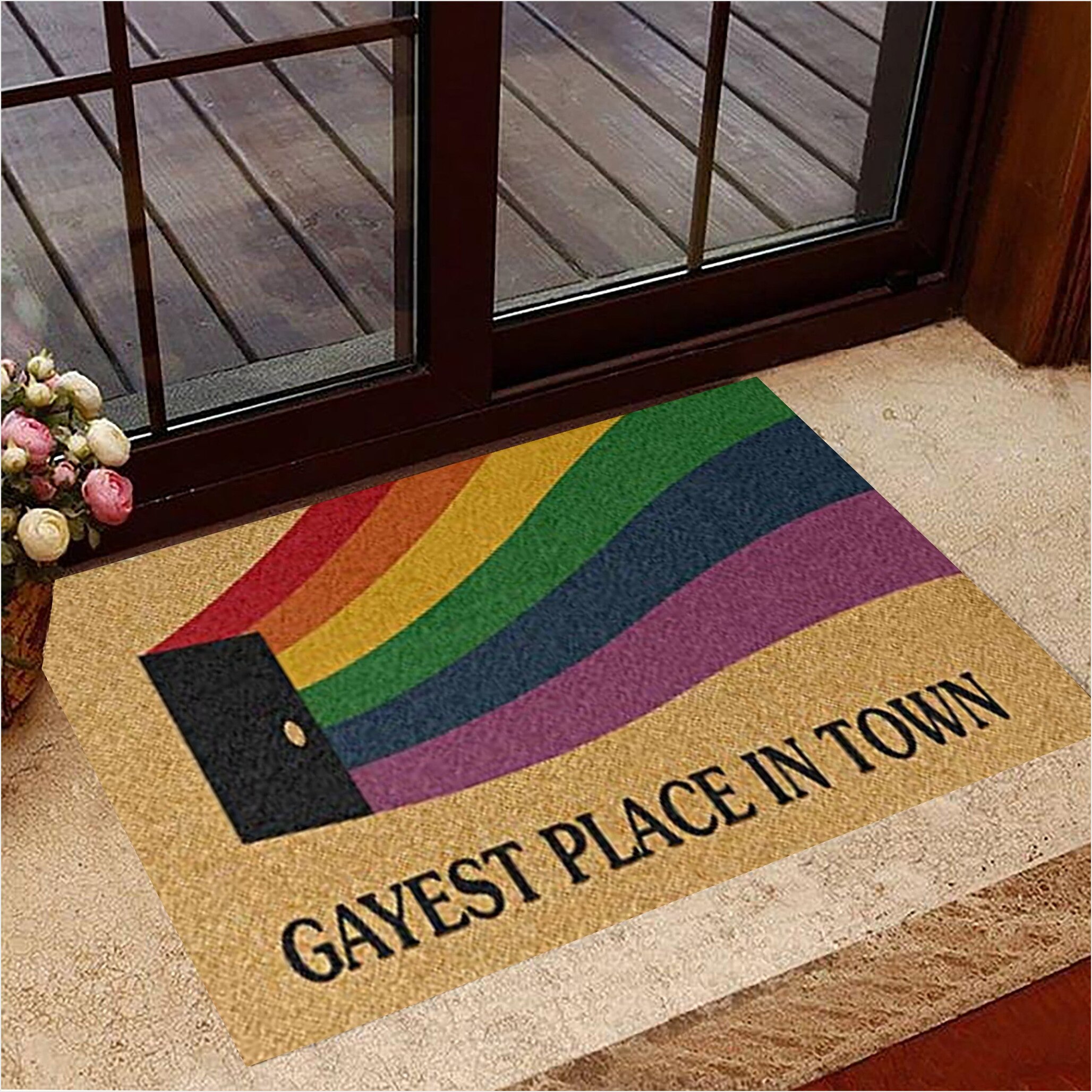 Gayest Place In Town Doormat Gay Pride Doormat Merchandise Funny Gay Gifts Gifts For Friends-1