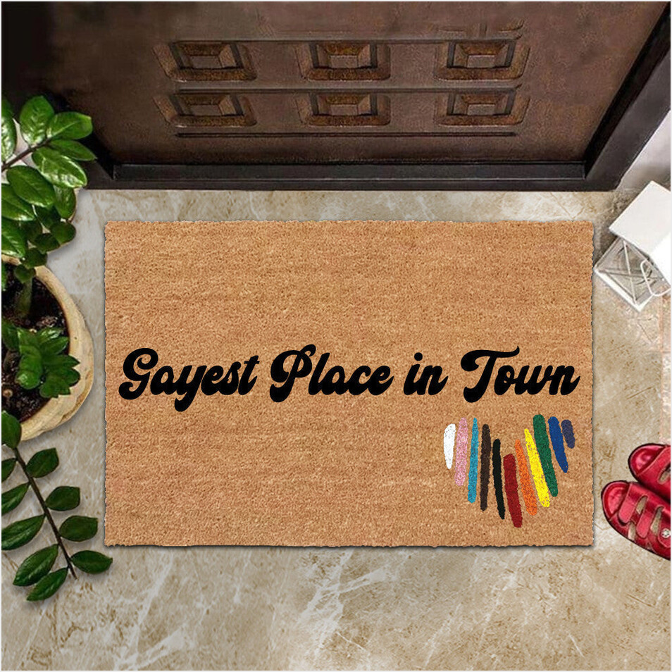 Gayest Place In Town Doormat LGBT Pride Month Gay Merch The Gayest Place In Town Doormat-1