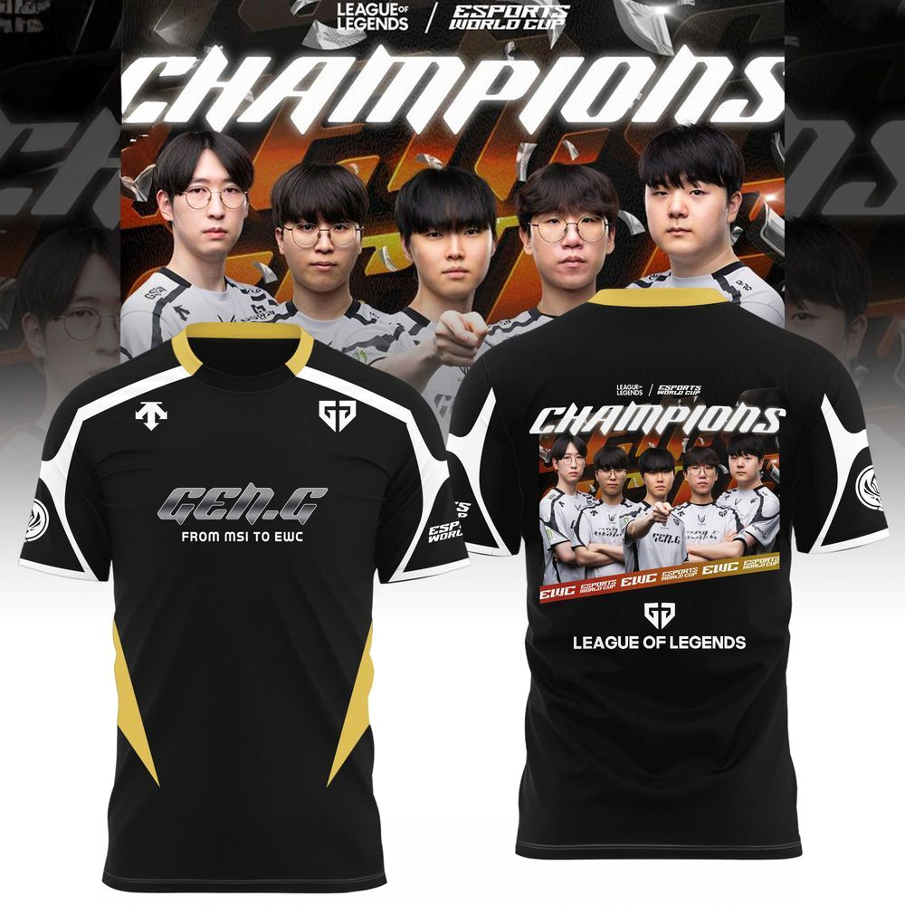 Gen G From Msi To Ewc 2025 Champions Black T-Shirt Fan Merch Gifts For Him-1