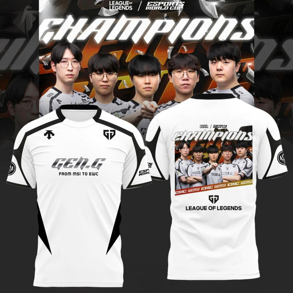 Gen G From Msi To Ewc 2025 Champions White T-Shirt Fan Merch Gifts For Dudes-1