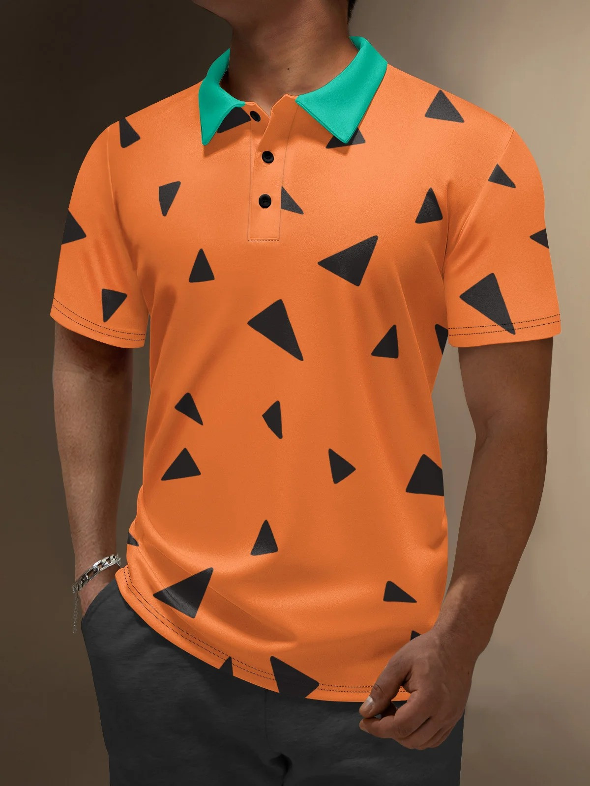 Geometric Cartoon Golf Polo-1