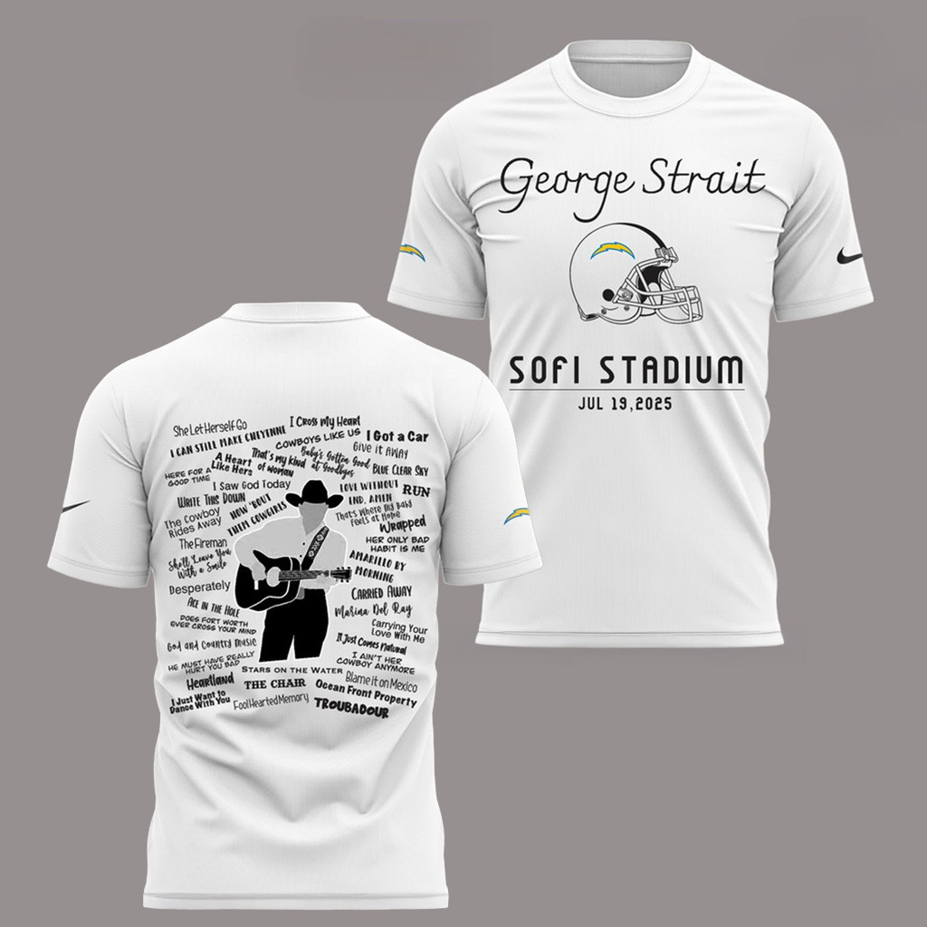 George Strait X Los Angeles Chargers Sofi Stadium 2025 White Shirt Fan Merch Him Gifts-1