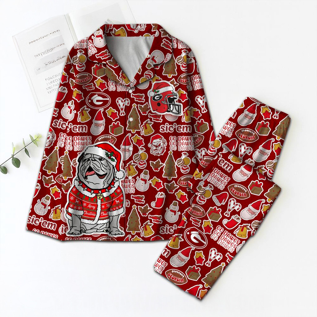 Georgia Bulldogs Christmas Pajamas Set Georgia Bulldogs Merch Christmas Gifts For Mom-1