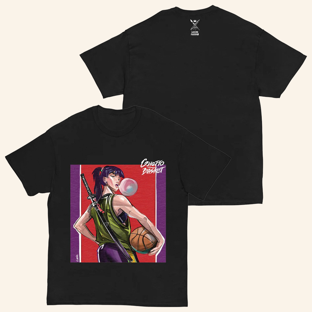 Ghetto Merch Ghetto Basket Samurai Girl T-Shirt Gifts For Girlfriend-1 Ghetto Merch Ghetto Basket Samurai Girl T-Shirt Gifts For Girlfriend-1