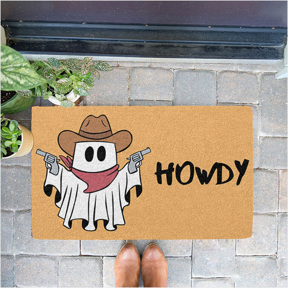Ghost Cowboy Halloween Doormat Funny Welcome Mat Halloween Home Decor Gifts For Best Friend-1