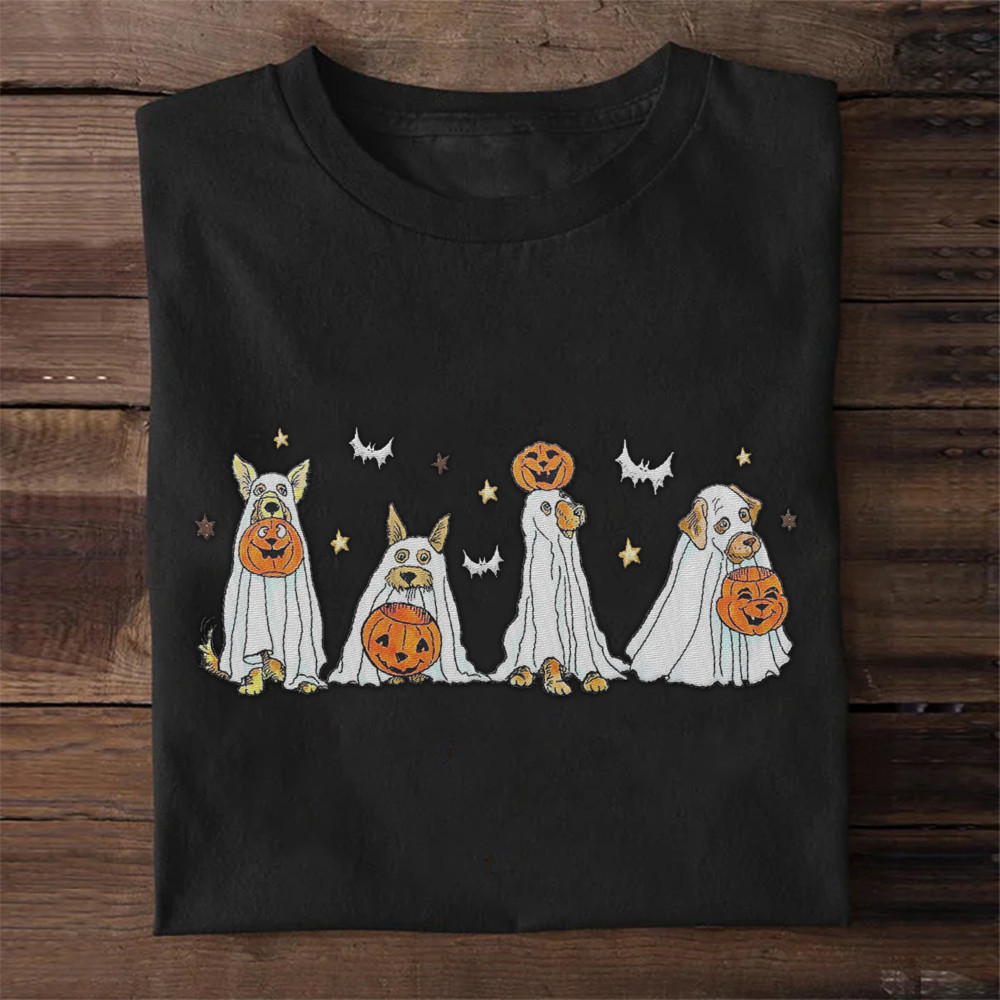 Ghost Dogs With Jack O'Lantern In Halloween Night Shirt 2025 Halloween Funny Gifts-1 Ghost Dogs With Jack O'Lantern In Halloween Night Shirt 2025 Halloween Funny Gifts-1
