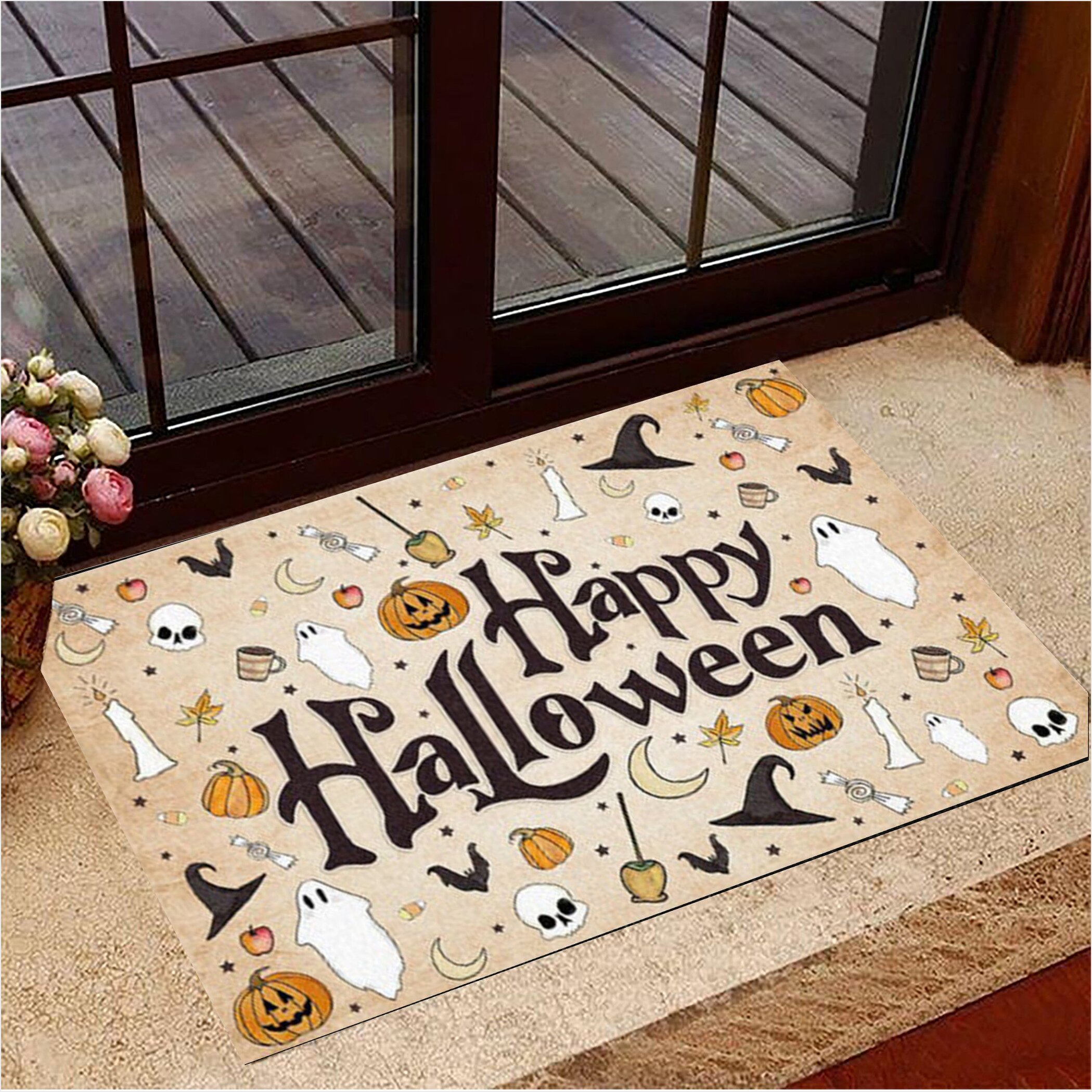 Ghost Doormat Pumpkin Happy Halloween Door Mat For Front Door Birthday Gifts For Besties-1