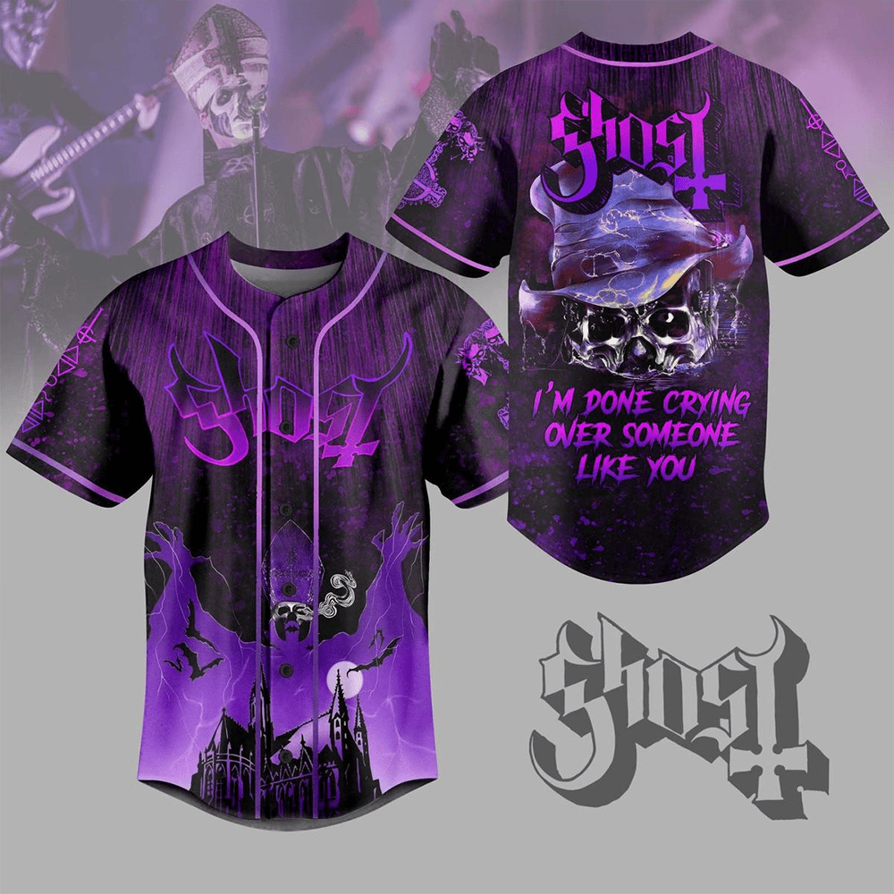 Ghost I'm Done Crying Over Someone Like You Baseball Jersey Ghost Merch For Fans Dad Gifts-1