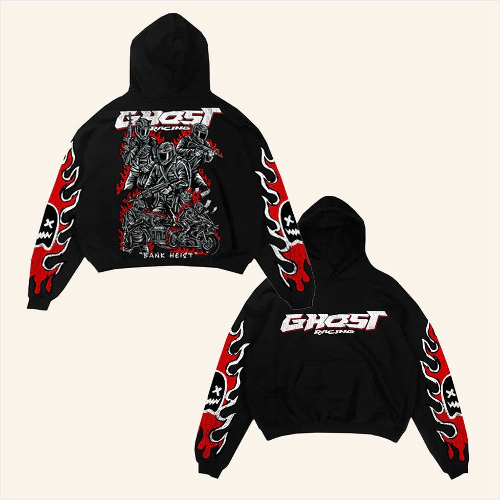 Ghost Racing Merch Bank Heist Black Hoodie Best Gifts For Husband Birthday Gifts For Friends-1