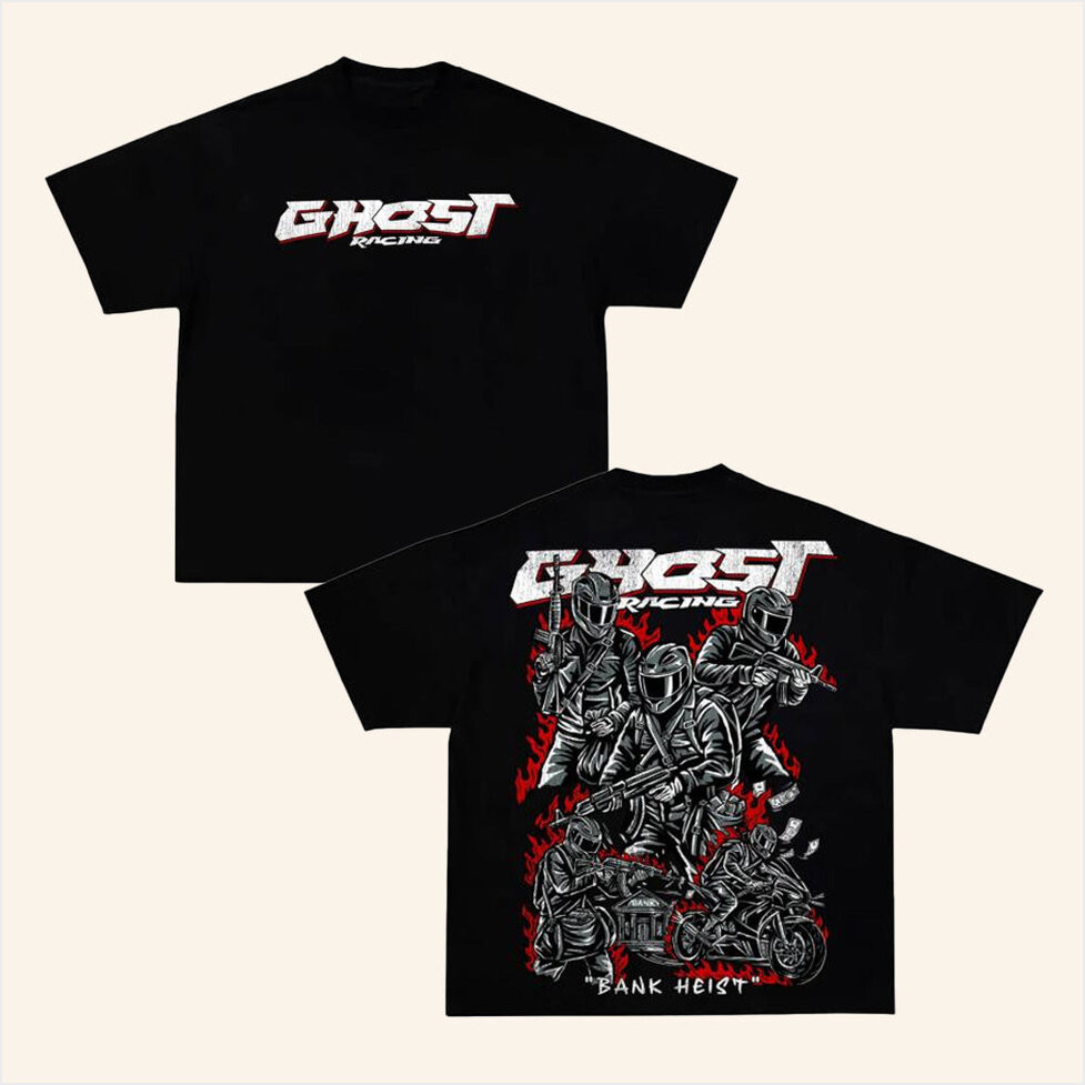 Ghost Racing Merch Bank Heist Black Shirt Best Gifts For Husband Birthday Gifts For Friends-1