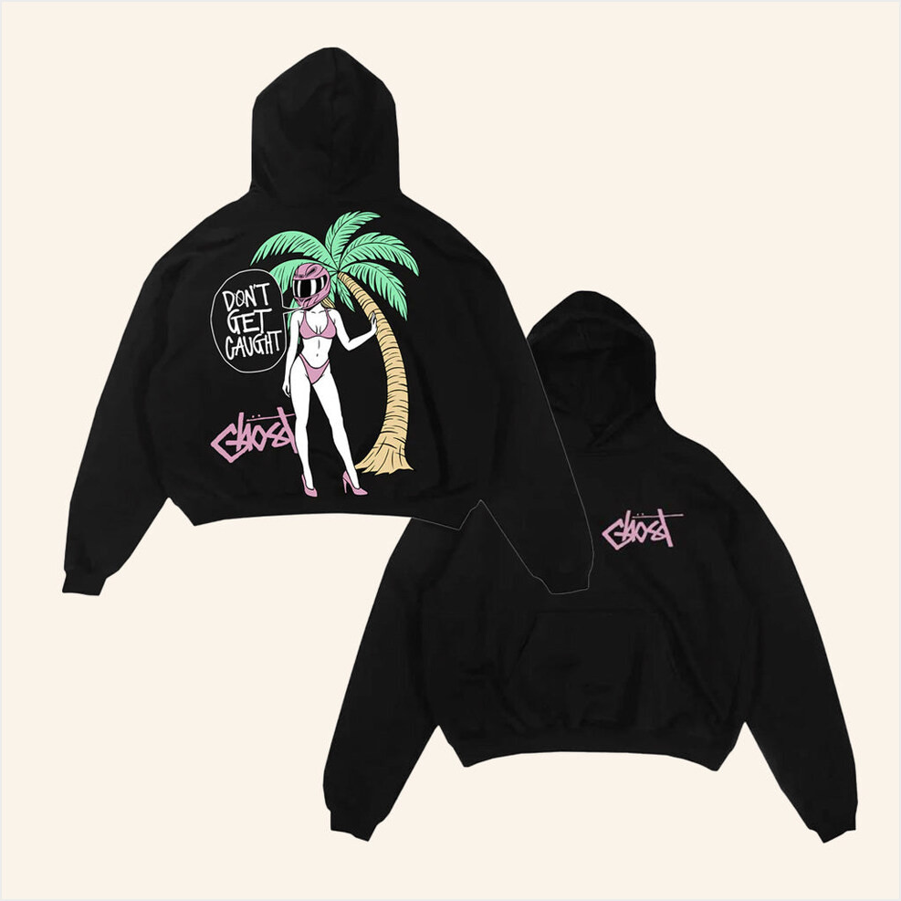 Ghost Racing Merch Palm Angels Black Hoodie Gift Ideas For Him Birthday Gifts For BFF-1