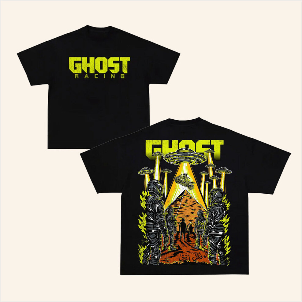 Ghost Racing Merch Ufo Abduction Black Shirt Gift Ideas For Fans Birthday Gifts For Friends-1