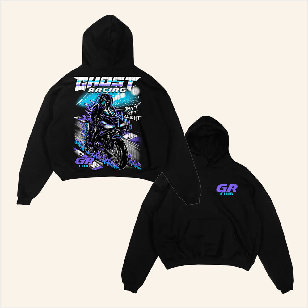 Ghost Racing Merch Vintage Track Black Hoodie Gifts For Dad Birthday Gifts For BFF-1