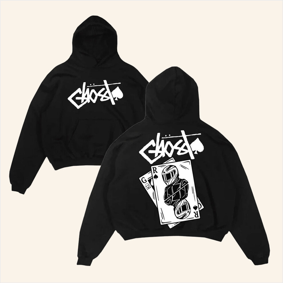 Ghost Racing Store Merch Playing Card V2 Black Hoodie Best Friends Gifts Gifts For Fans-1