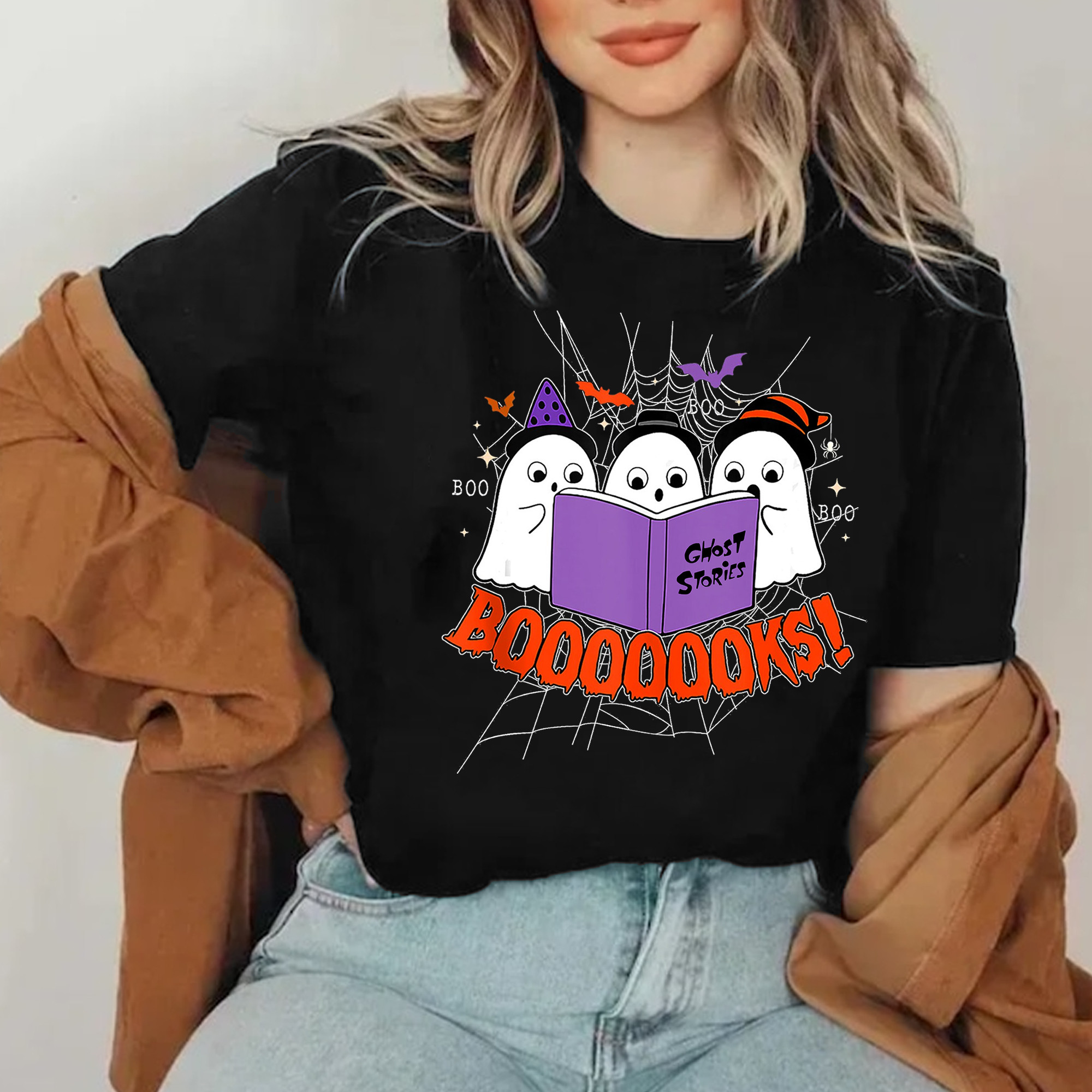 Ghosts Reading Books Shirt Boo Boo Cute Halloween T-Shirt Gifts For Book Lovers-1
