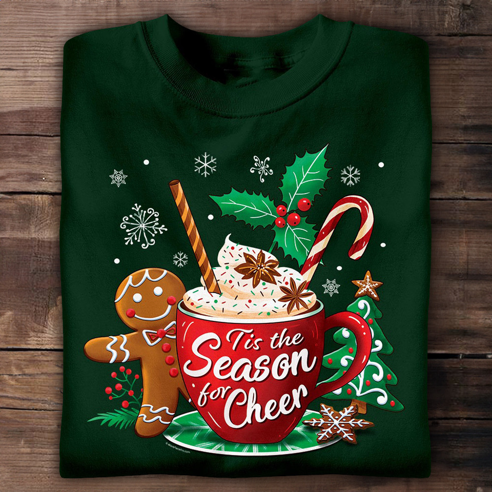 Gingerbread Tis The Season For Cheer Christmas T-Shirt Christmas Holiday Shirt-1