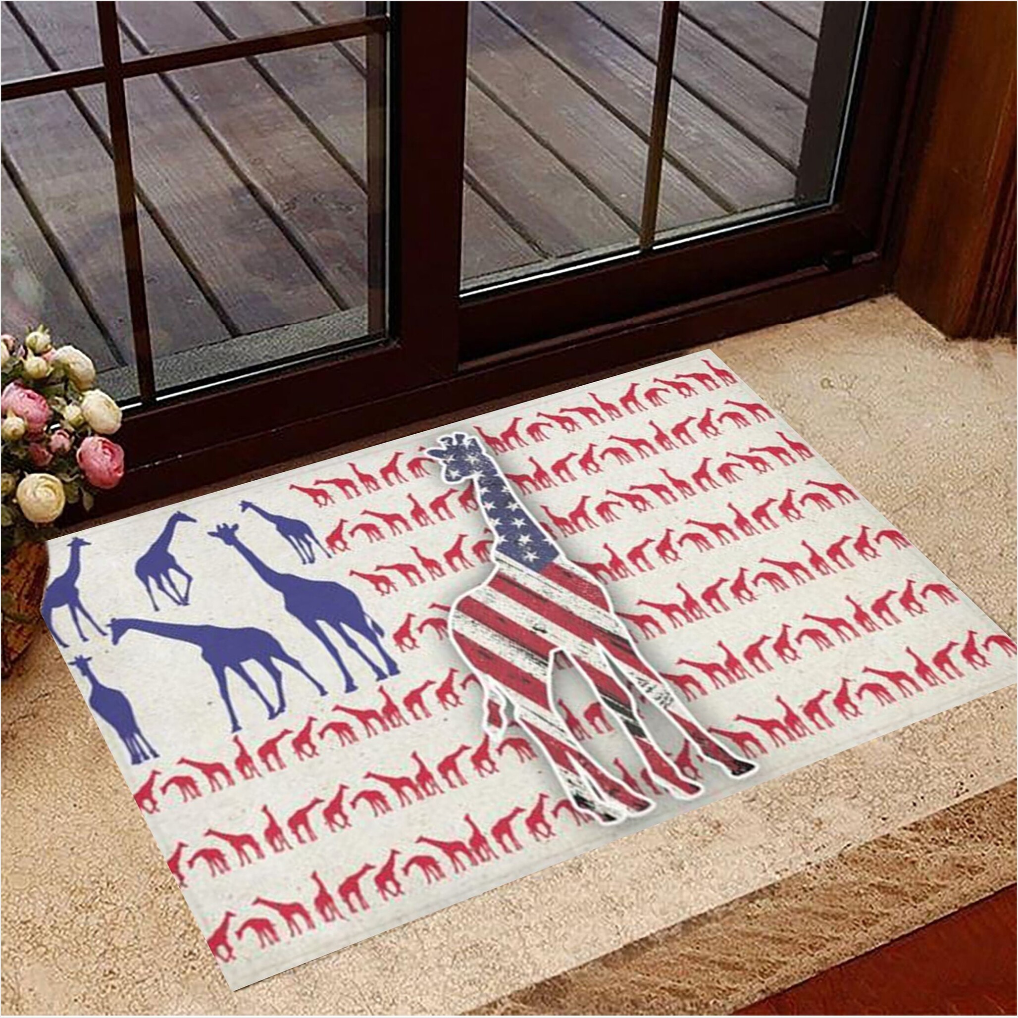 Giraffe American Flag Doormat Patriotic Doormat Gifts For New House Birthday Gifts For Friends-1 Giraffe American Flag Doormat Patriotic Doormat Gifts For New House Birthday Gifts For Friends-1