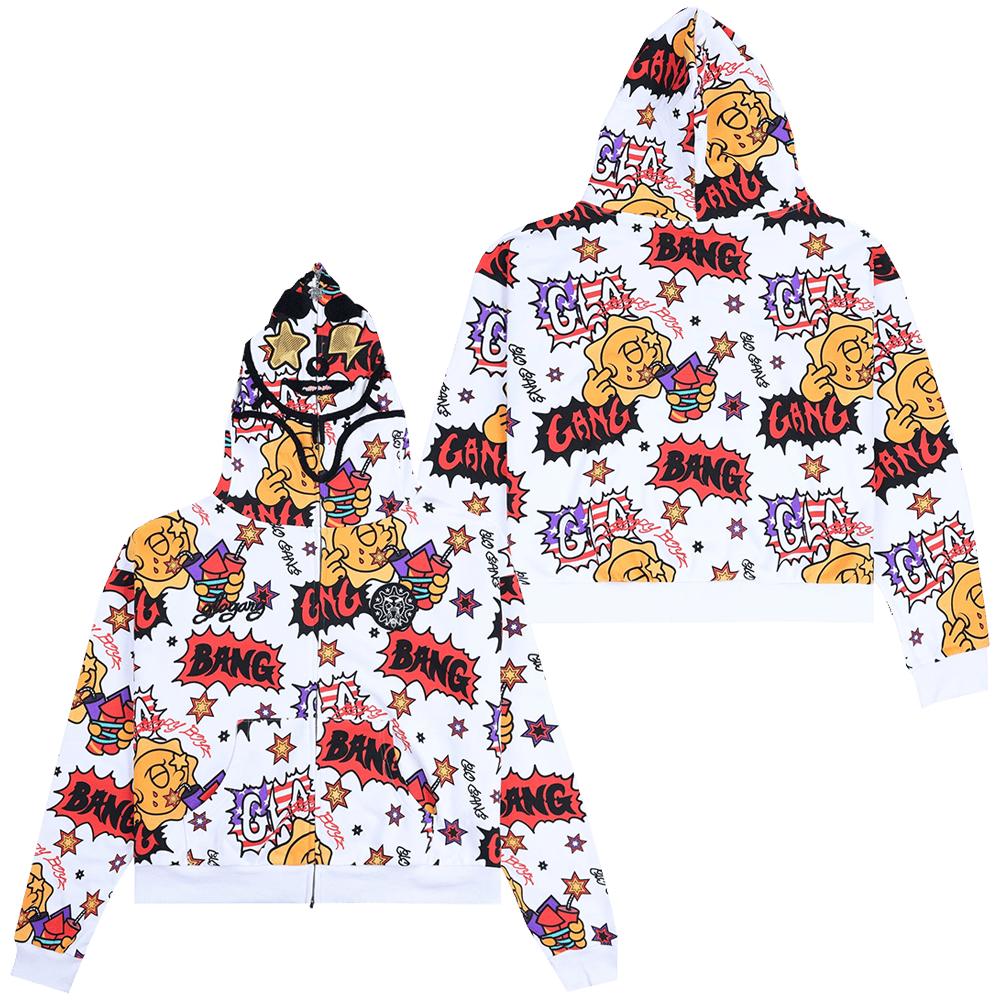 Glo Gang Hoodie Glo Bang White Full Zip Hoodie Gifts For Father's Day-1