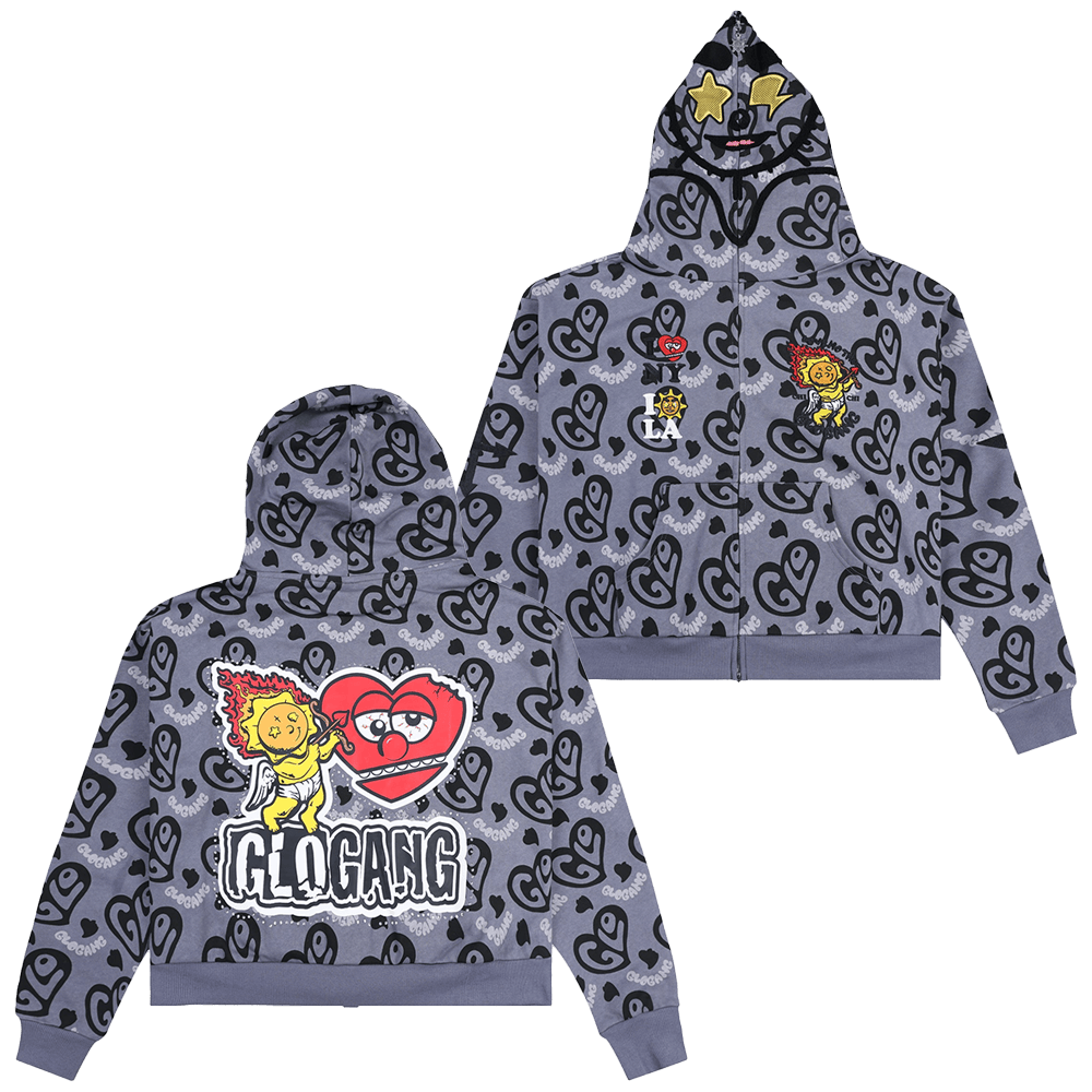 Glo Gang Hoodie Glo Gang I Heart Glo Full Zip Hoodie Father's Day Presents For Husband-1