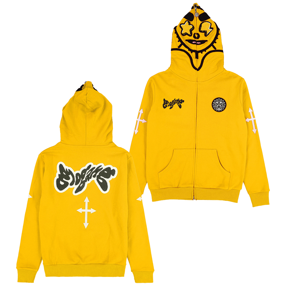 Glo Gang Hoodie Glo Gang Yellow Full Zip Hoodie Best Father's Day Gifts-1