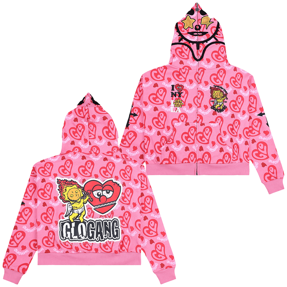 Glo Gang Hoodie Pink Glo Gang I Heart Glo Full Zip Hoodie Gifts For Wife-1