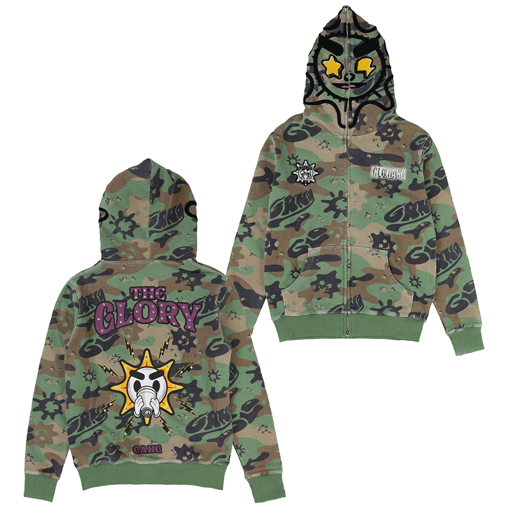 Glo Gang Hoodie The Glory Camo Full Zip Hoodie Cool Gifts For Dad-1