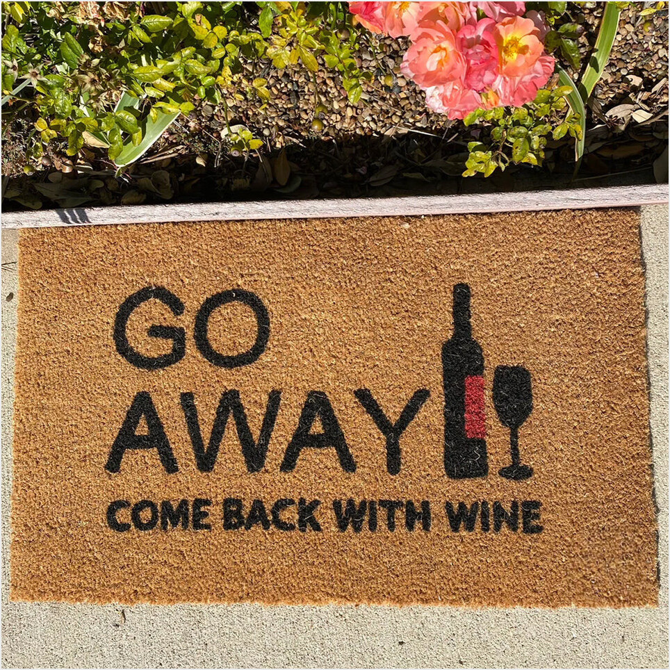 Go Away Come Back With Wine Doormat Best Front Door Mats Gifts For Wine Lovers Gifts For Fans-1