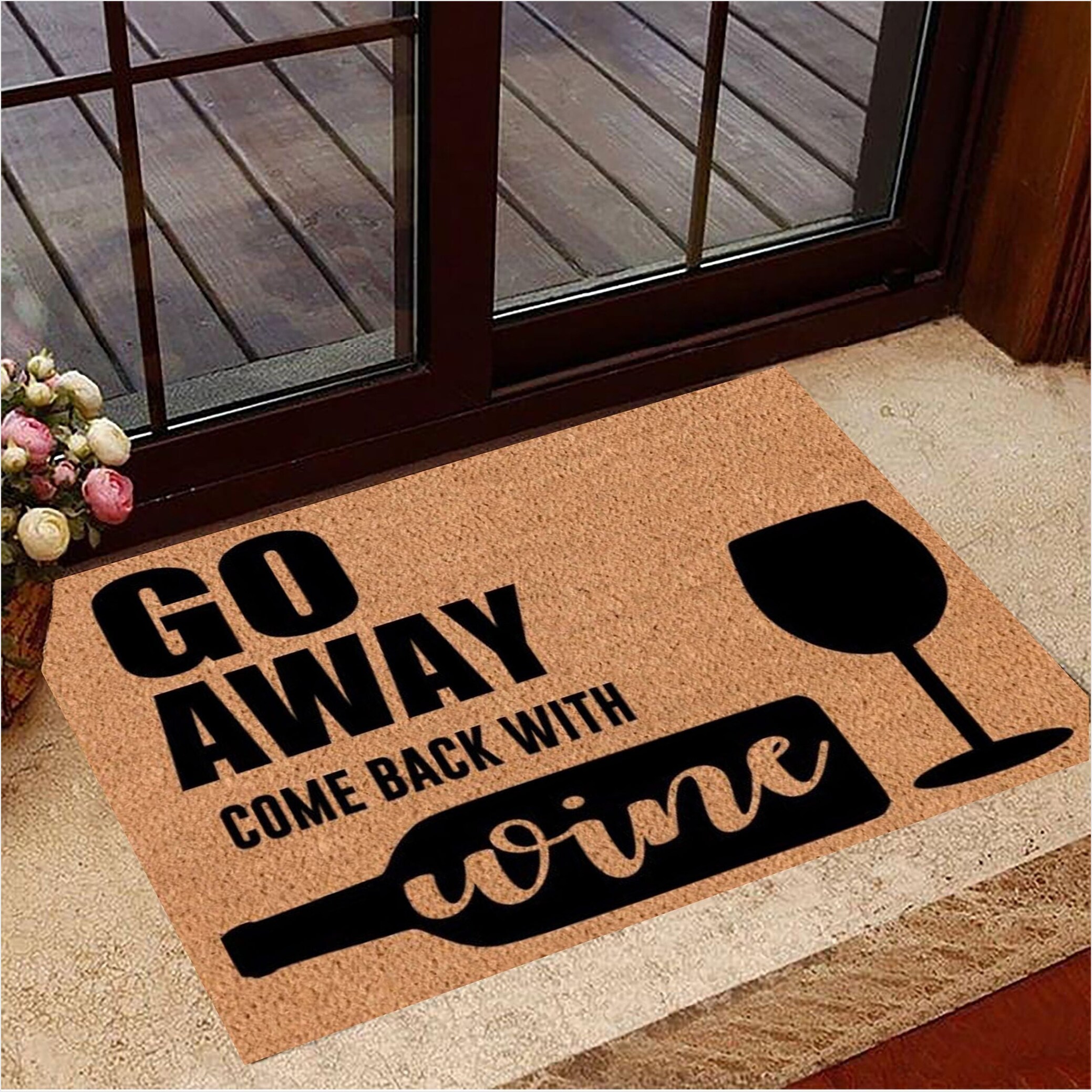 Go Away Come Back With Wine Doormat Funny Door Mats Welcome Mat Sayings Wine Lovers Gift-1
