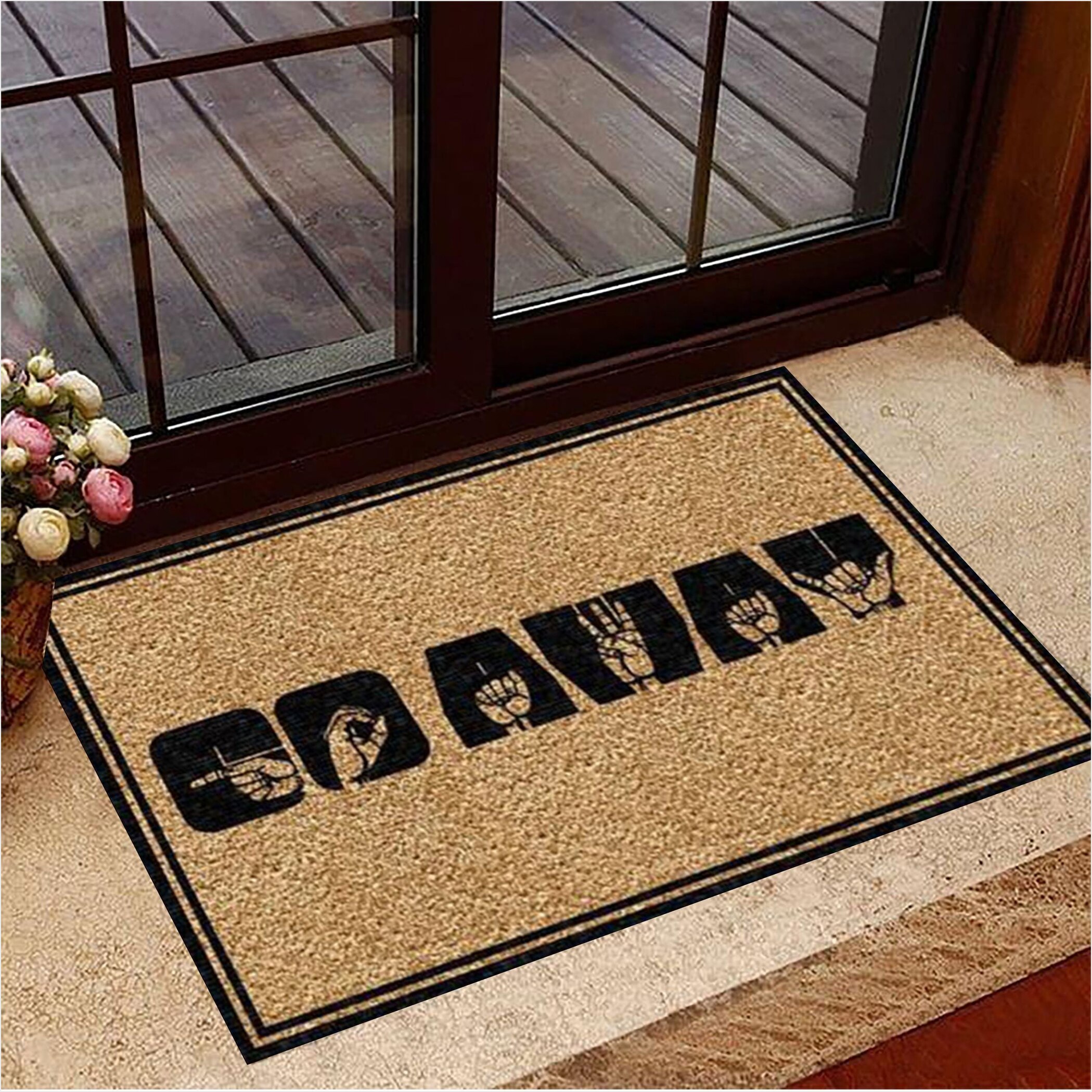 Go Away Sign Language Doormat Indoor Door Mats Non Slip Housewarming Gift Ideas Gifts For Fans-1