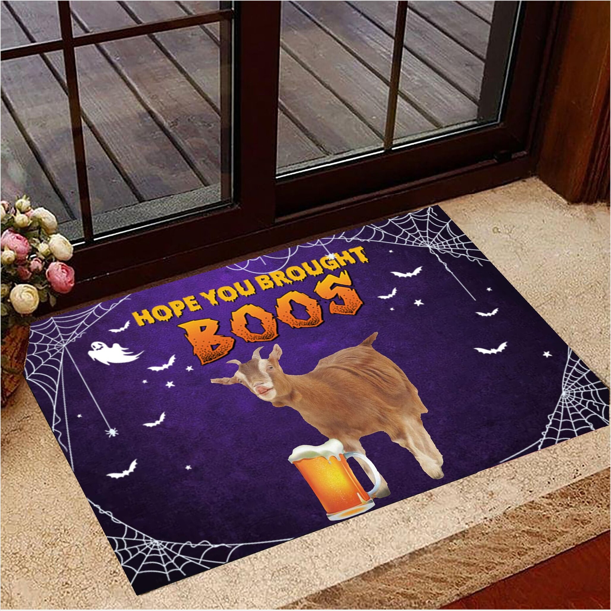 Goat Hope You Brought Boos Doormat Best Indoor Door Mats Halloween Theme Decorations-1