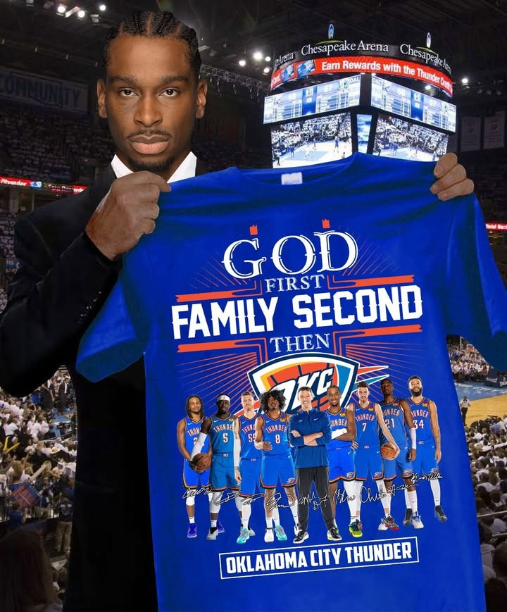 God First Family Second Then Oklahoma City Thunder Shirt Gift For Basketball Lover-1