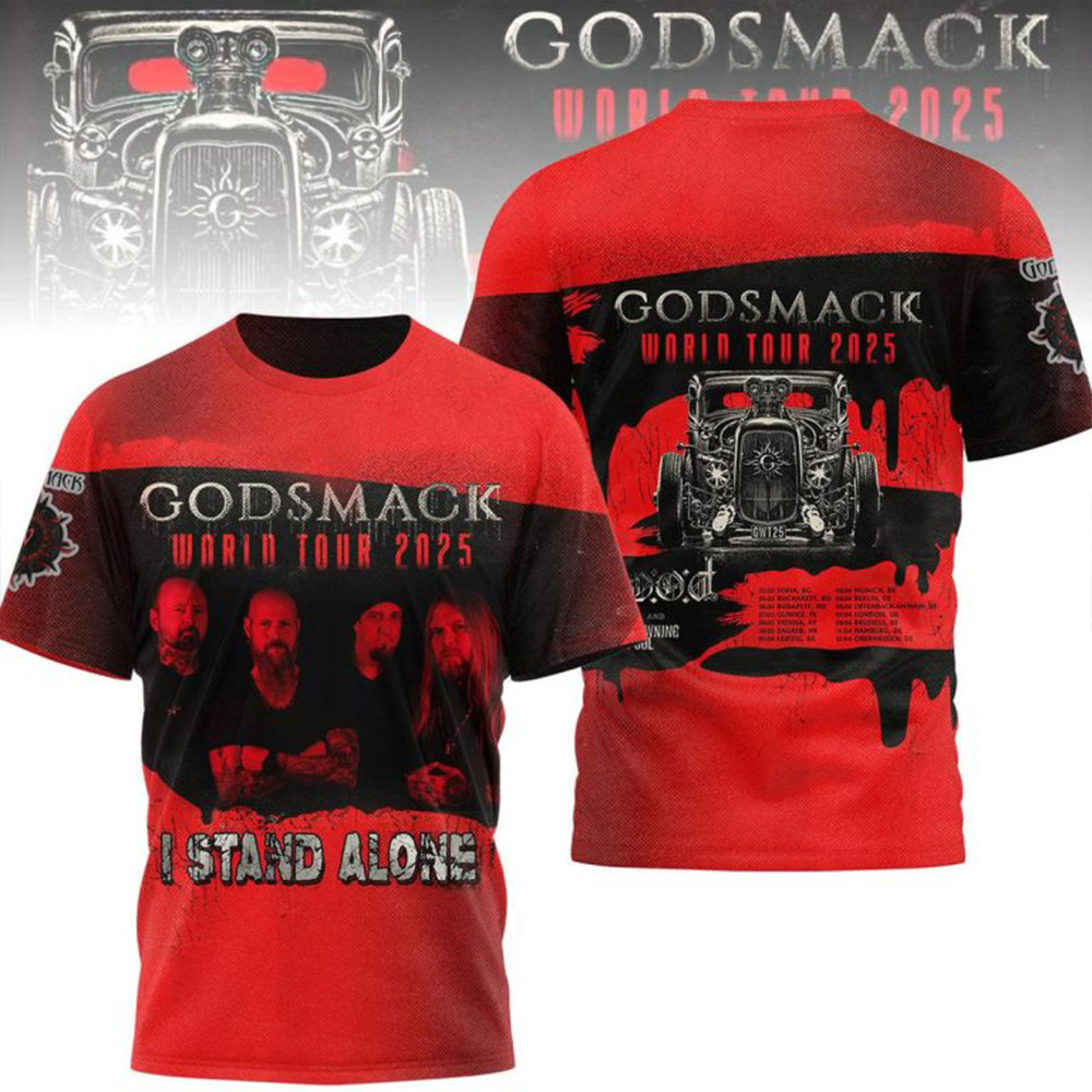 Godsmack World Tour 2025 I Stand Alone 2025 T-Shirt Gifts For Rock Band Fans-1